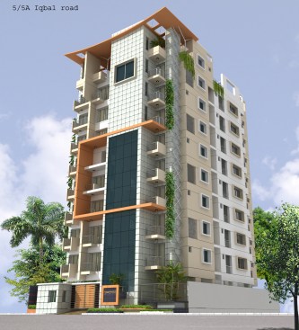 Exterior View from Road side shows an elegantly designed Contemporary  Residential Project.