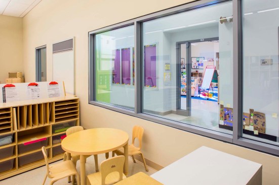 Classroom with view of hallway, Q381 Pre-K Center, Queens, NY
