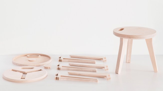 ‘Edie Stool’, birch plywood, designed by David and Joni Steiner for Open Desk, London, 2013.
