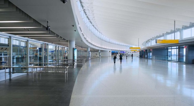 The security area is just off the main ticketing hall, allowing for ample space for passengers to line up before going through screening.