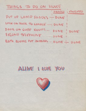 Domestic notes from Eero to Aline, 1954