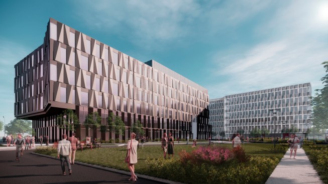 Uptown Gateway’s large plaza will allow workers and neighbors to gather for festivals, concerts, and other public events.