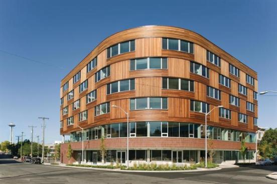 Weinstein A|U staggered the building's fenestration to convey more of a residential feeling than an institutional one.