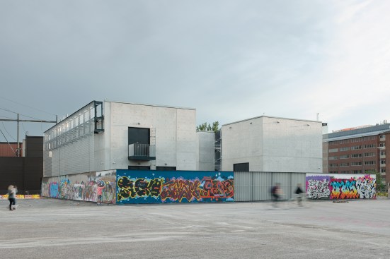 The concrete, from Rudus Oy, has titanium oxide in the mix to give it a whiter tone.