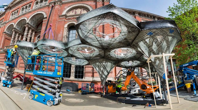 Elytra Filament Pavilion construction photos  09/05/2016