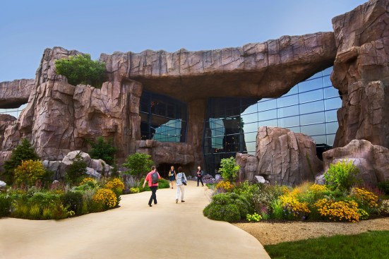Epic Deep Space Auditorium’s west-facing exposure is inspired by Wisconsin’s natural rock outcroppings.