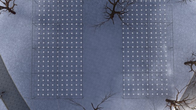 Erwin Redl, Proposal for Whiteout, 2017. Steel and animated white LEDs, dimensions variable.