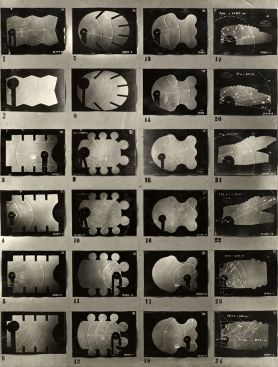Figure 1: Franz Max Osswald, contact print of sound photographs in architectural models, from Osswald’s applied acoustics laboratory at ETH Zurich, 1930–33 (Image Archive, ETH Library Zurich, http://doi.org/10.3932/ethz-a-000986437).