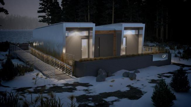 Borealis House in winter.