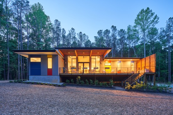 The private side at twilight.