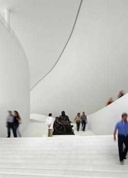 Main stairway from lobby to gallery floors.