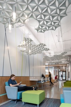 Informal gathering spaces attract students and help build community.