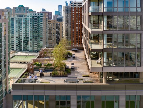 The landscaped residents' terrace at 75 Park