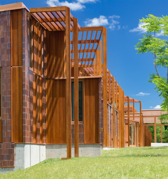 Ironwood columns for function & civic scale