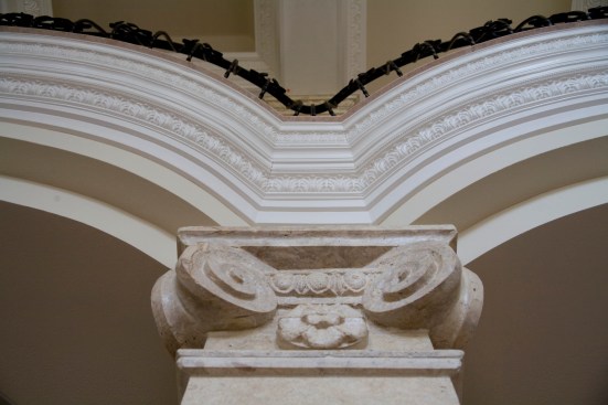 Bridge capital and moldings, Family Room side