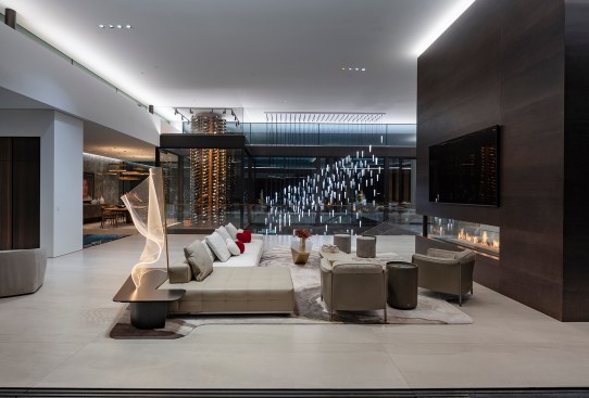 Serenity Indian Wells luxury desert mansion living room with modern interior design