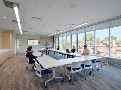 The playground is easily accessed from the expansion’s living room.