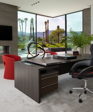 Serenity Indian Wells luxury desert mansion modern home office with garden views