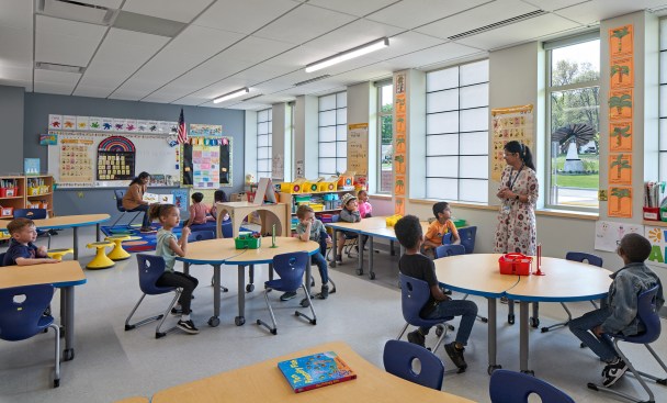 To customize student learning, all classrooms have multiple zones of learning with flexible easy to arrange furniture.