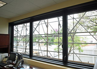 One of six types of high-performance window configurations installed during renovation
