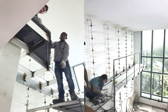 installation of perforated steel deck