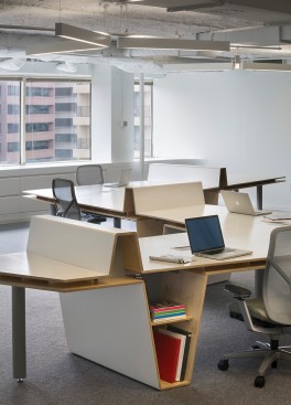 Integrated shelving was designed into the Radar Desk to accommodate each of the people working there.