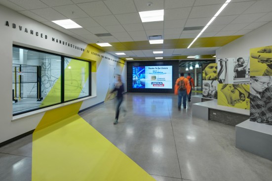 Entry Interior with view of Flexible Manufacturing Lab