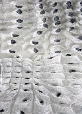 Felecia Davis, Stretch Sensor Knit, Pemotex Shrinking Yarn and Stainless Steel Fiber Resistive Yarn (Borås, Sweden and State College, Pennsylvania, 2015). Collaborator: Delia Dumitrescu