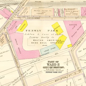 A 1917 map depicting Fenway's oddly shaped site