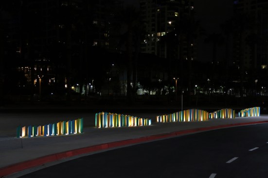 Located outside the San Diego Marriott Marquis and Marina, this installation features a grid of undulating posts evoking “waves and wavelengths,” according to the firm.