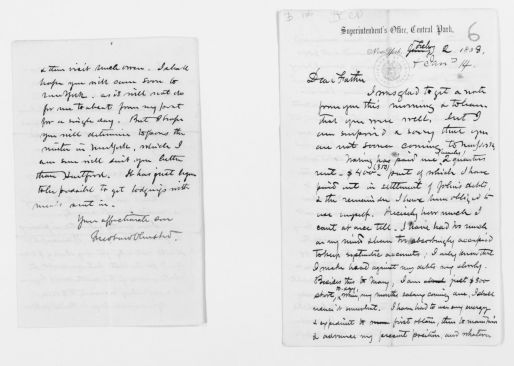 June 22, 1845, letter from Frederick Law Olmsted to lifelong friend Charles Loring Brace, who was attending Yale College, expressing concern for his brother John Hull Olmsted's health and his own interest in becoming a farmer