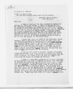 Letter (transcript), Frederick Law Olmsted to Andrew Jackson Downing, Nov. 23, 1850, regarding Olmsted's formative trip in England observing parks and farms