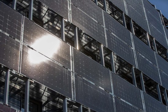 Detail of "solar veil" façade