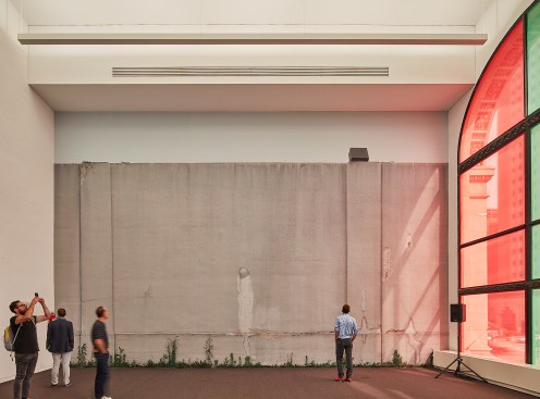 Maria Gaspar's "Unblinking Eyes, Watching," a mural of a Cook County Jail wall