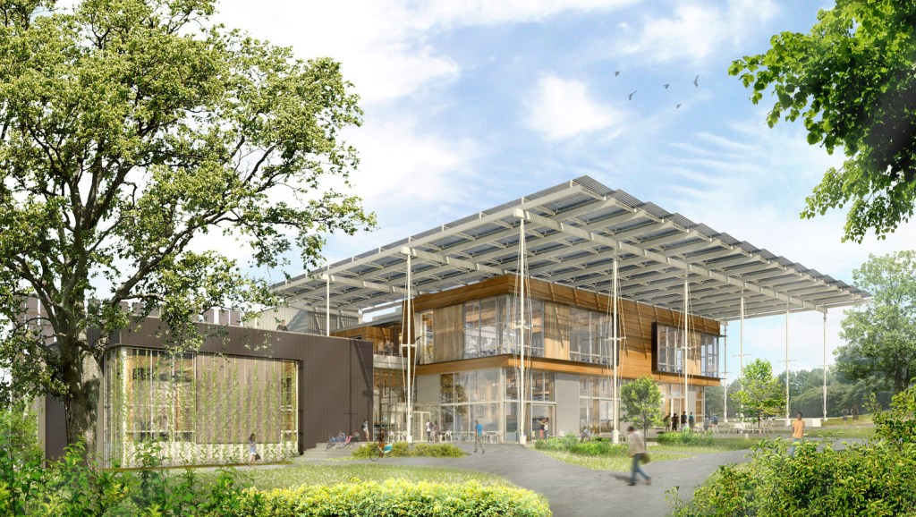 View from the northwest, the Kendeda Building for Innovative Sustainable Design