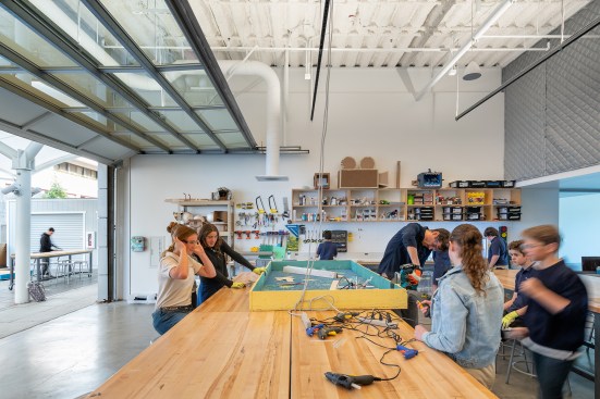 Ground-floor maker studio, with access to courtyard via roll-up door