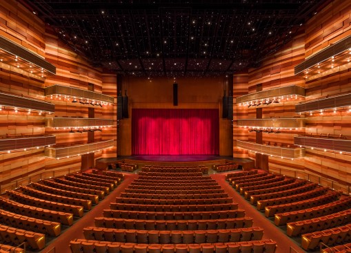 The theater interior looking toward the stage.