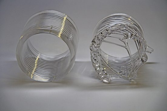 Glass I (2015). 3D printed glass objects designed to vary light transmission and optical properties.