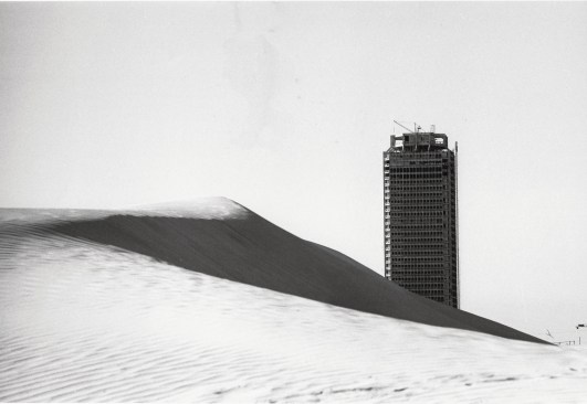 John Harris' National Bank of Dubai in the 1970s along Dubai Creek in the United Arab Emirates. From the 2019 individual grant to Todd Reisz for "Showpiece: How Architecture Made Dubai"