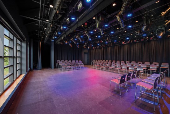 A Wall Blokker membrane in the black box theater offers soundproofing.
