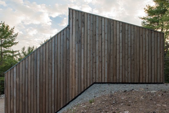 Moore Studio plays on the archetypal gabled barn by appearing to have slipped down the hill in Hubbards upon which it was built.