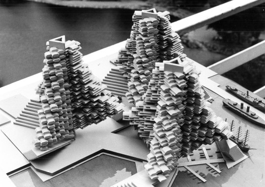 One of the models from Safdie's unbuilt Habitat New York project (1968)