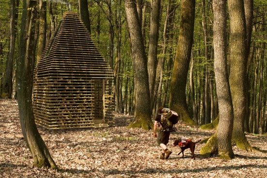 The duo describe this cabin located in Sackville, New Brunswick, as an “occupiable hearth” constructed with timber from the surrounding forest.