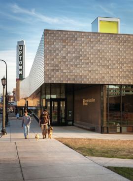 Main pedestrian entrance at the northeast corner