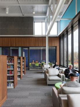 North reading room, with conference areas for private meetings