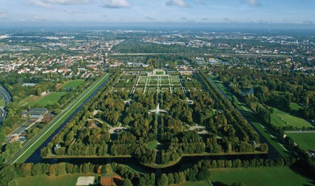 The gardens before reconstruction of the schloss.