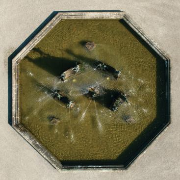 An octagonal fountain in the Grosser Garten.