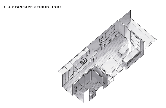 Home office configurations for a studio apartment