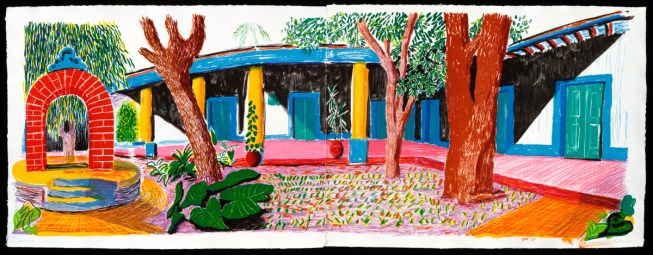 "Hotel Acatlan: Second Day" (1984), lithograph 28 3/4" x 76"