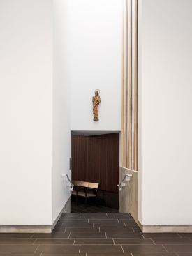 The Lady Chapel is a more intimate space along the western side of the building, behind the main sanctuary.